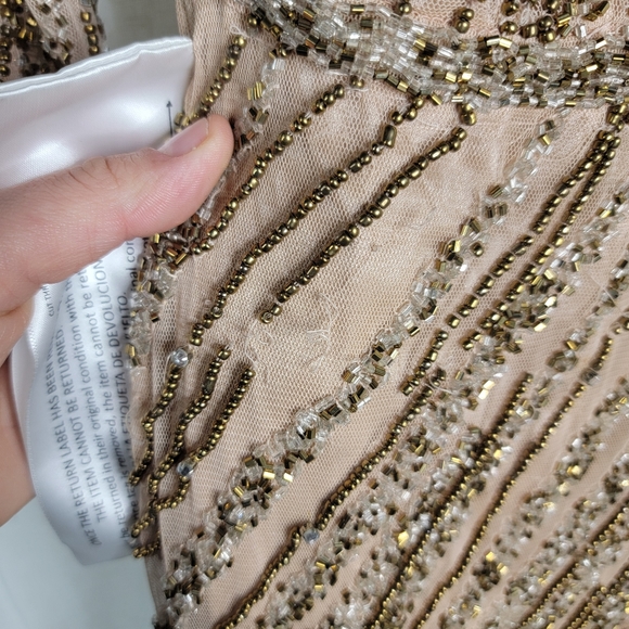 Mac Duggal 5240 Womens 16 Mocha Pink Gold Beaded Sequin Column Formal Dress - Picture 6 of 13